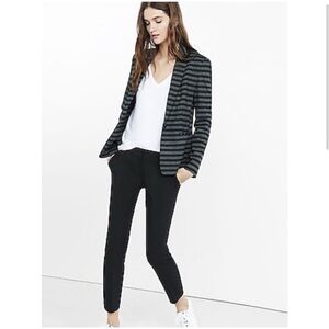 Express Womens Single Button Relaxed Striped Stretch Blazer Size M Office Career